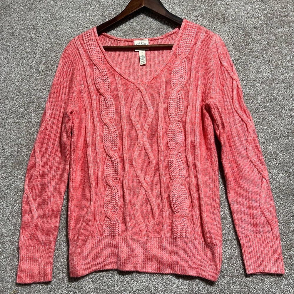 St. John’s Bay Woman’s Cable Knit Soft Scoop Neck Sweater Size Small